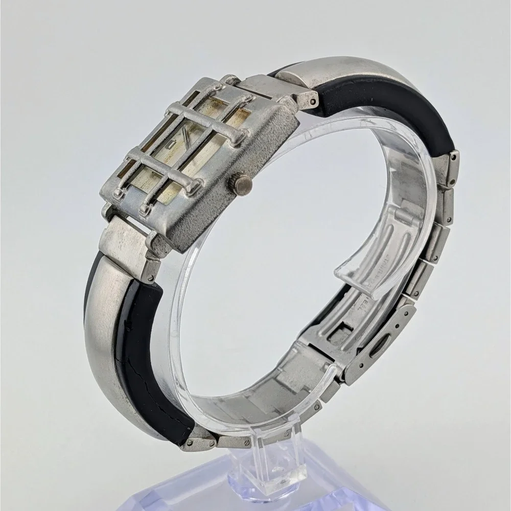 SPACE Y2K Industrial Cyberpunk Cage Dial Chunky Statement Watch 32mm 7.25